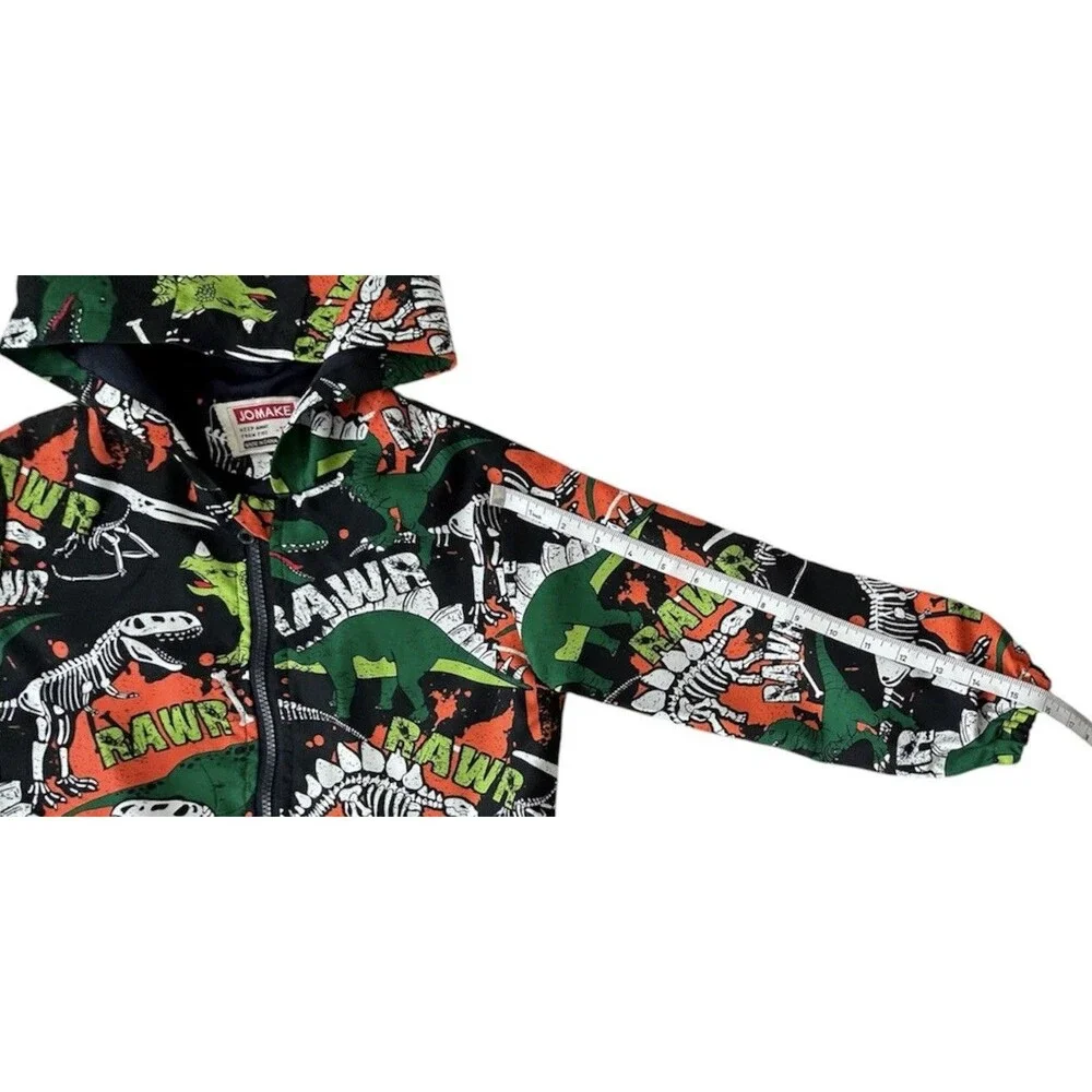NWOT JOMAKE Boys Dinosaur Full Zip Windbreaker Jacket Size 130 S 7-8